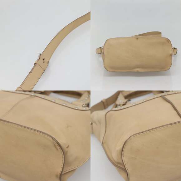 CELINE Hand Bag Leather Beige Silver - Picture 10 of 13